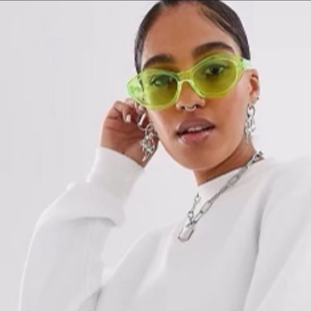 ASOS SOUTH BEACH NEON GREEN CAT EYE SUNGLASSES